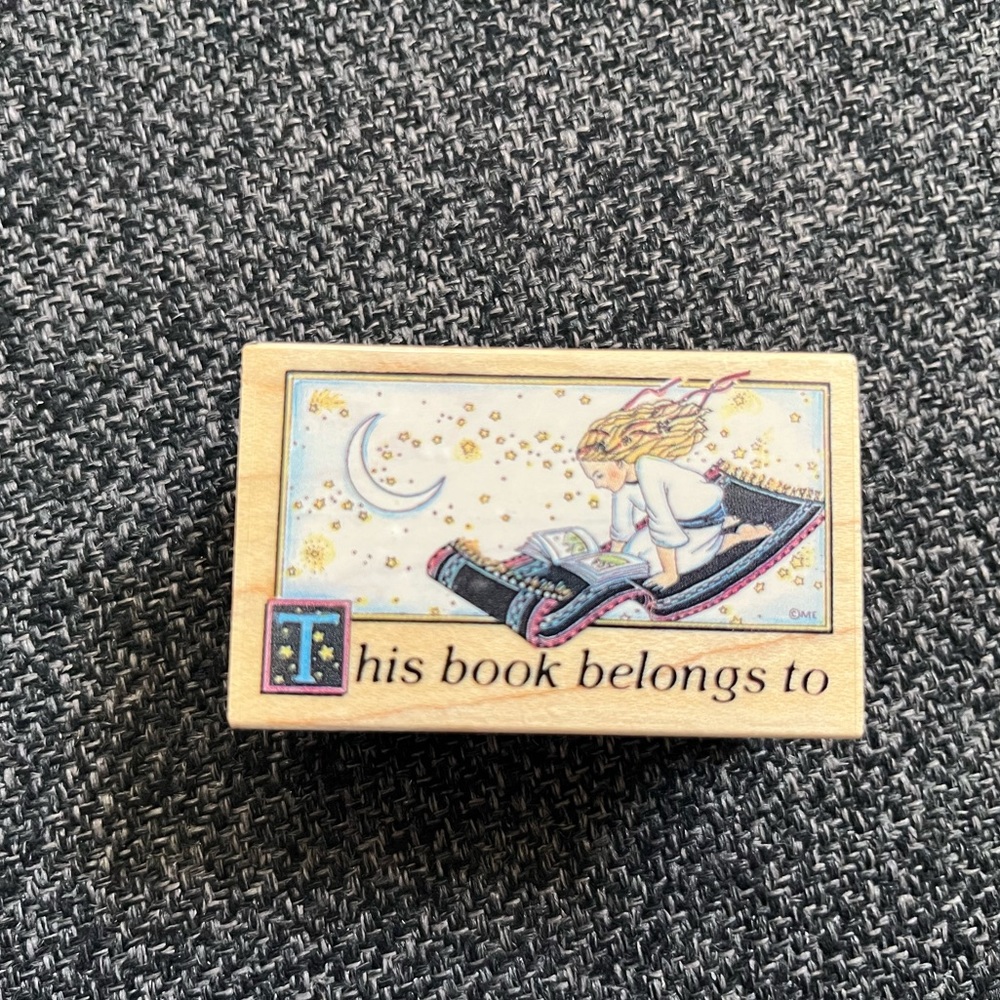 •Vintage Magic Carpet Bookplate Stamp•